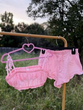 Baby pink lingerie/loungewear set🎀💕 Cottagecore & Romantic 🌸